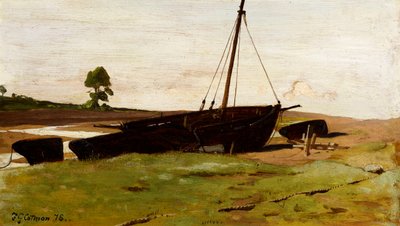 Barcos varados, Porlock Weir, 1879 de Frederick George Cotman